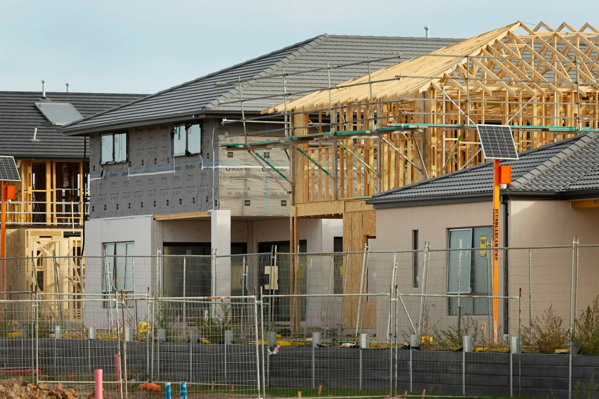 New houses under construction in a growing estate