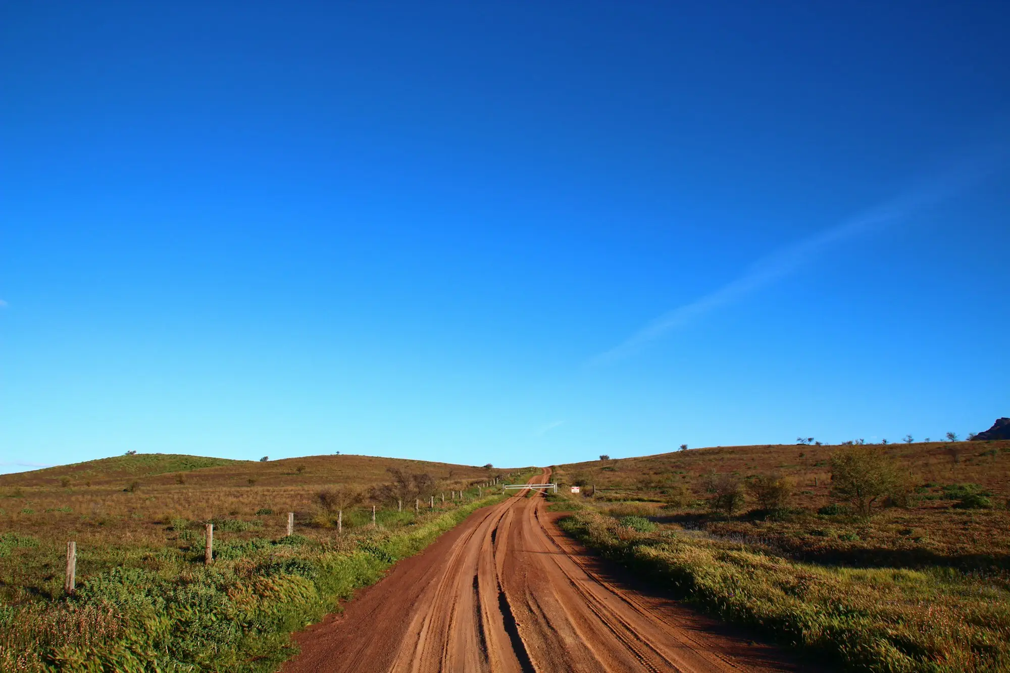 Dirt road through a grassy rural property
